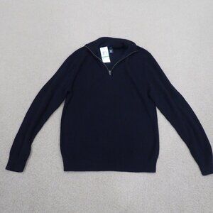 Large Calvin Klein Pullover Zipper Front Black Men's Sweater